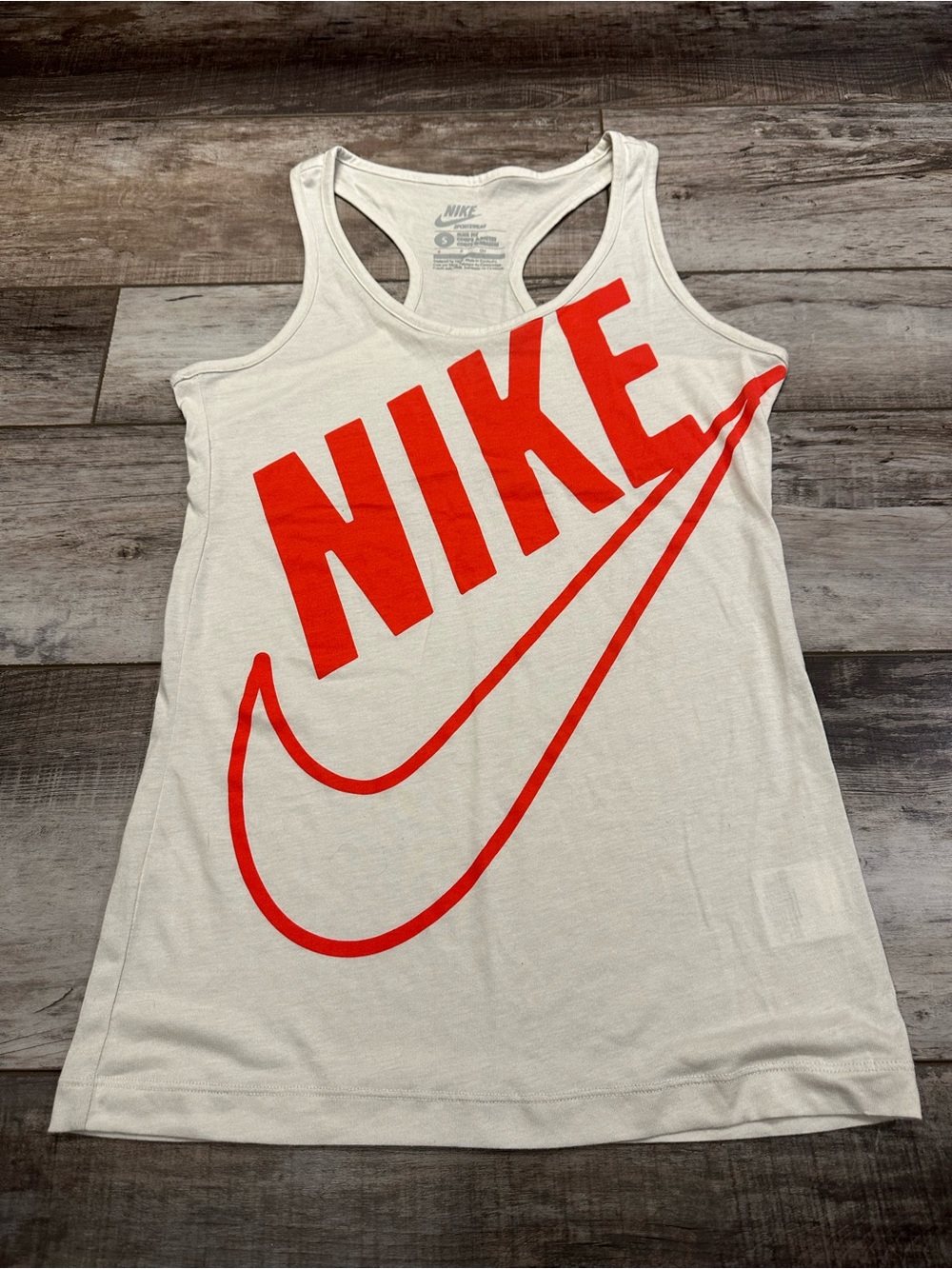 Nike White Racerback Tank with Bold Red Logo